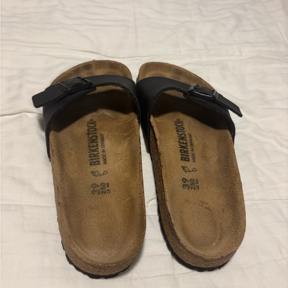 Birkenstock Madrid Black Leather Sandals Women’s Slip On Size 39 8 worn once - Picture 3 of 6